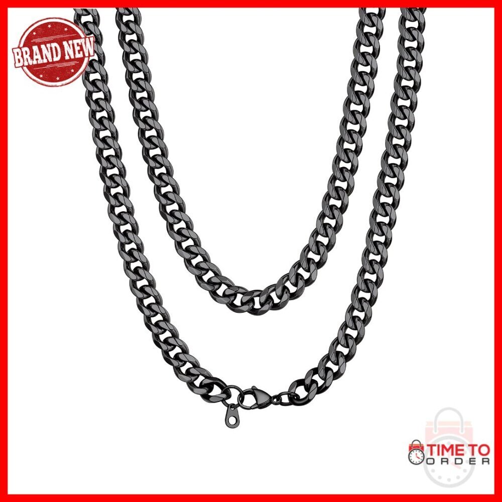 Stainless Steel Cuban Link Chain Necklace for Men, 30 Inch, Lobster Clasp